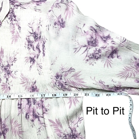 En Creme White & Purple Floral Dress Tunic Size Small - Picture 12 of 16